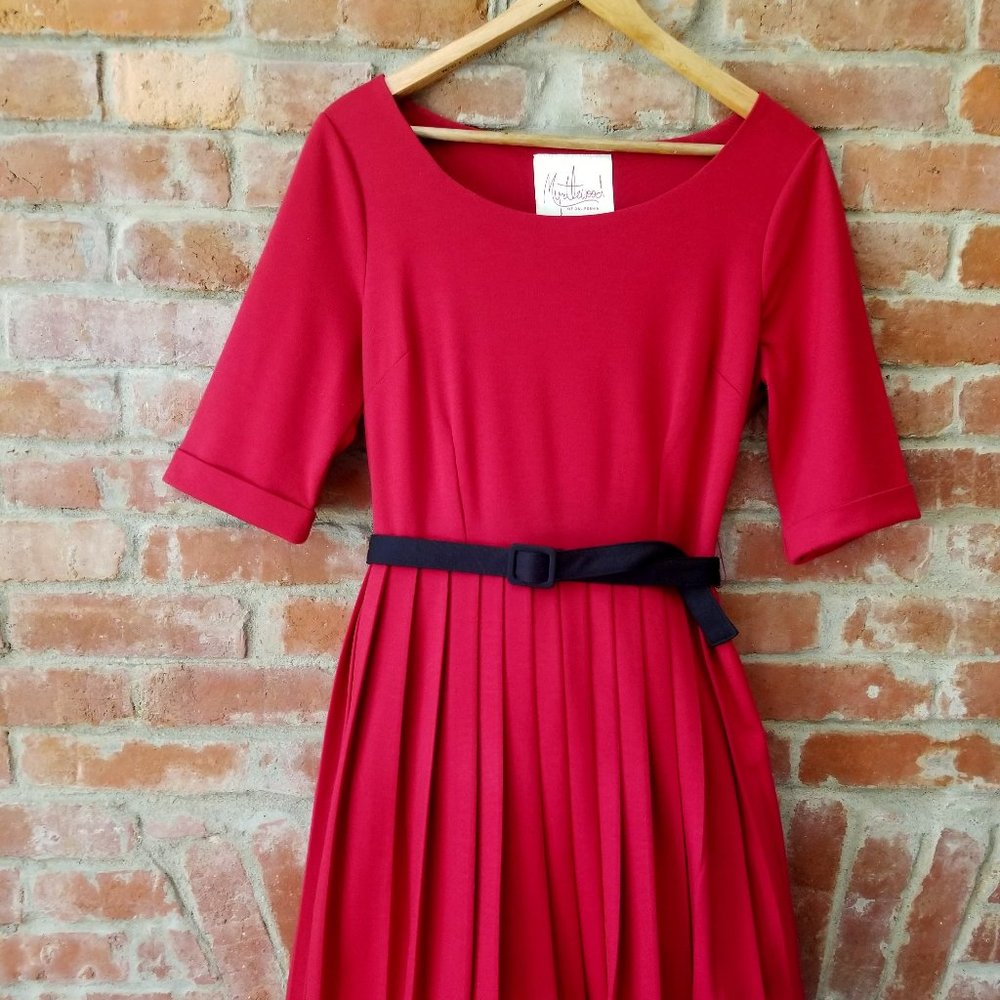 Myrtlewood of CA - Maroon Pleated Dress